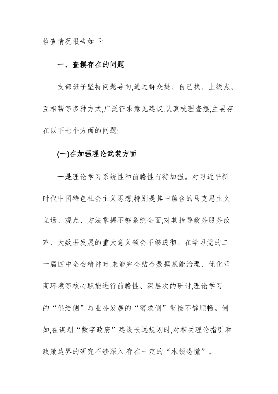 政务服务和大数据管理部门党支部班子2025年度组织生活会对照检查材料文稿.docx_第2页