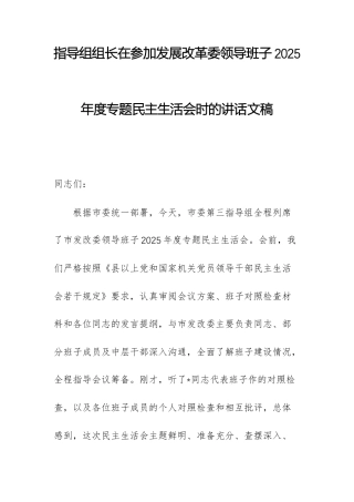 指导组组长在参加发展改革委领导班子2025年度专题民主生活会时的讲话文稿.docx