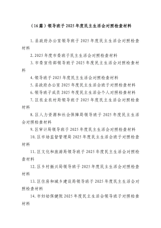 （16篇）领导班子2025年度民主生活会对照检查材料.docx