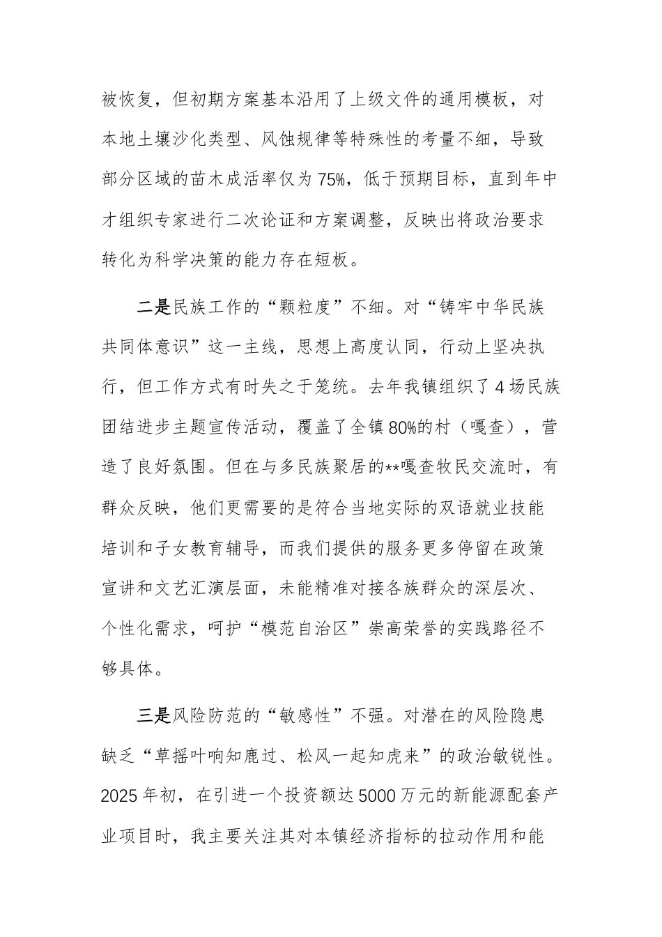 镇长2025年度民主生活会个人“五个带头”对照检查材料范文供参考.docx_第2页