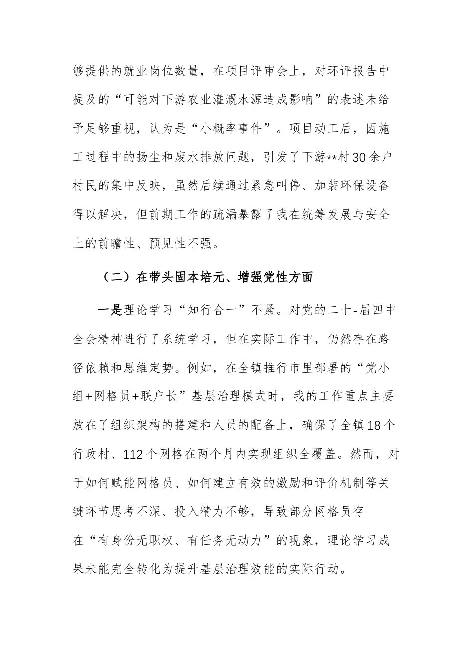 镇长2025年度民主生活会个人“五个带头”对照检查材料范文供参考.docx_第3页