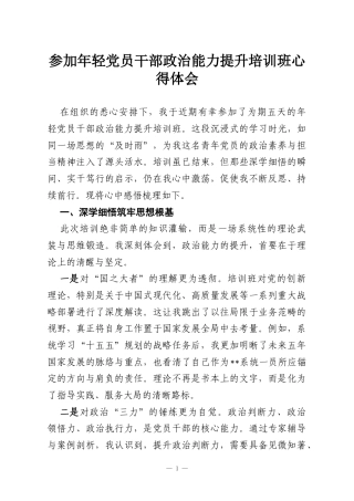参加年轻党员干部政治能力提升培训班心得体会.docx
