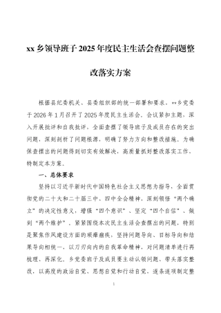 领导班子2025年度民主生活会查摆问题整改落实方案两篇.docx