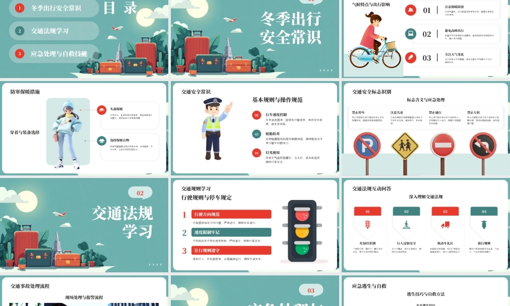 绿色卡通假期出行安全教育 .pptx