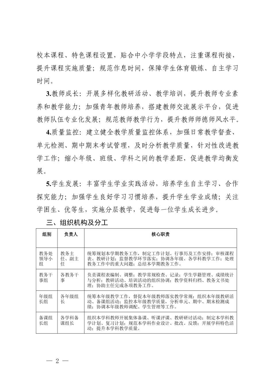 中小学校2026年春季学期教务处工作计划+行事历+工作安排表.docx_第2页