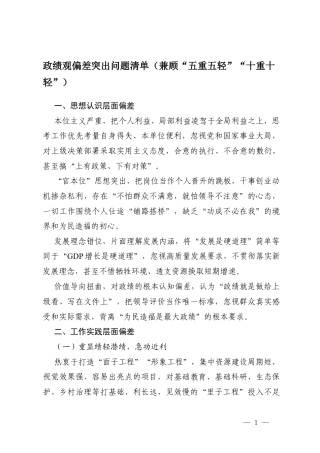 2026年ZJG偏差突出问题清单（兼顾“五重五轻”“十重十轻”）.docx