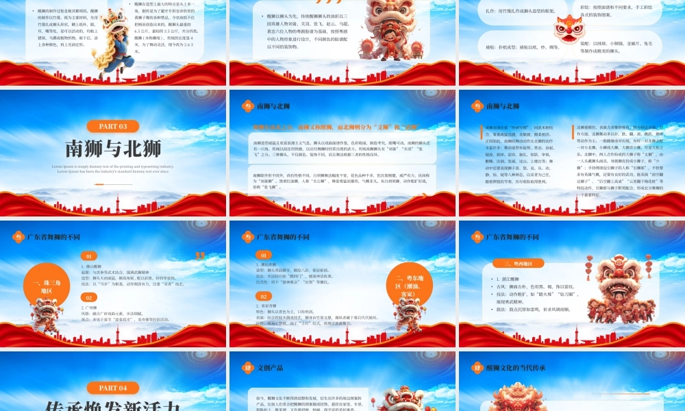 中国民间艺术醒狮非遗传承醒狮醒国魂击鼓振精神.pptx