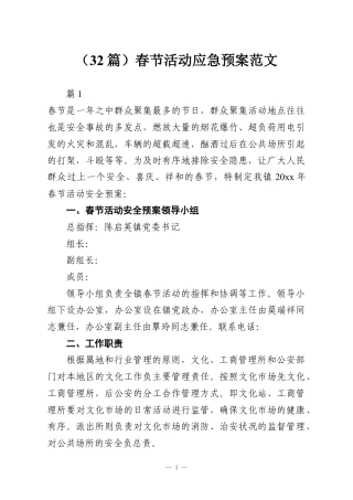 （32篇）春节活动应急预案范文.docx
