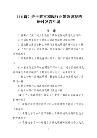 （16篇）关于树立和践行正确政绩观的研讨发言汇编.docx