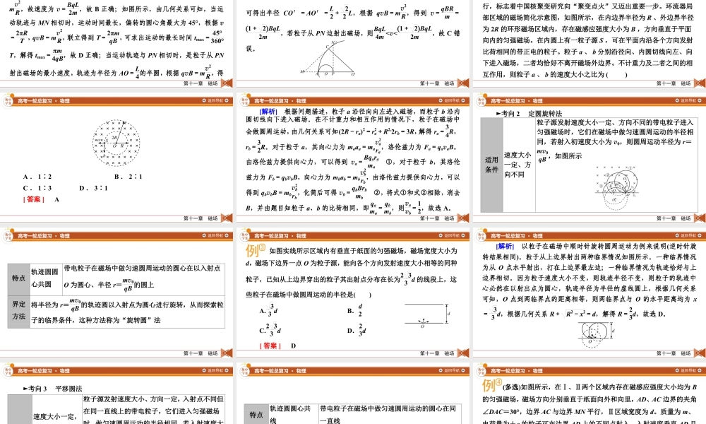 《衡中学案》高考一轮总复习物理第11章　第58讲　专题强化十六　用“动态圆”思想处理临界、极值问题　“磁聚焦”和“磁发散”模型.pptx