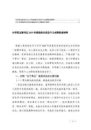 （对照“五个带头”查摆存在的主要问题）2025年度组织生活会普通党员个人剖析发言材料.docx