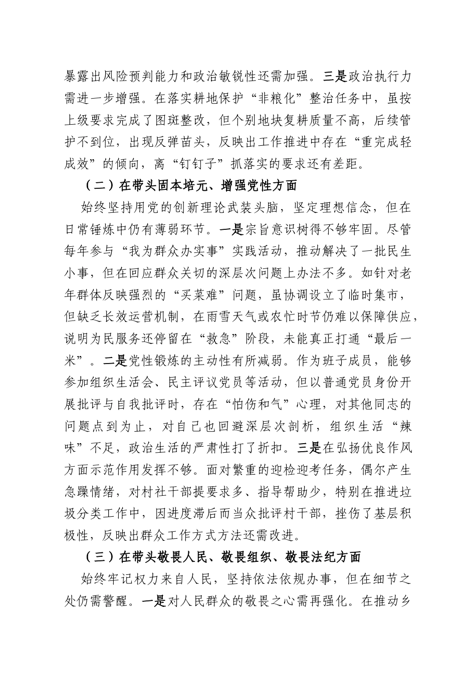 2025年度领导班子成员民主生活会个人对照检查材料.docx_第2页