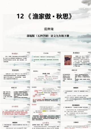 九年级语文下册 12《渔家傲·秋思》.pptx