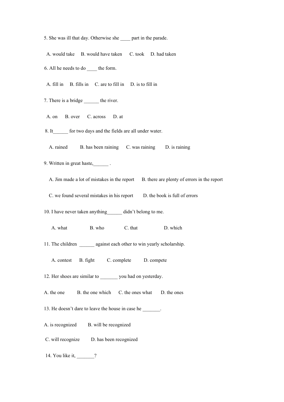 2023-2023学年第2学期成考英语试卷A卷.docx_第2页