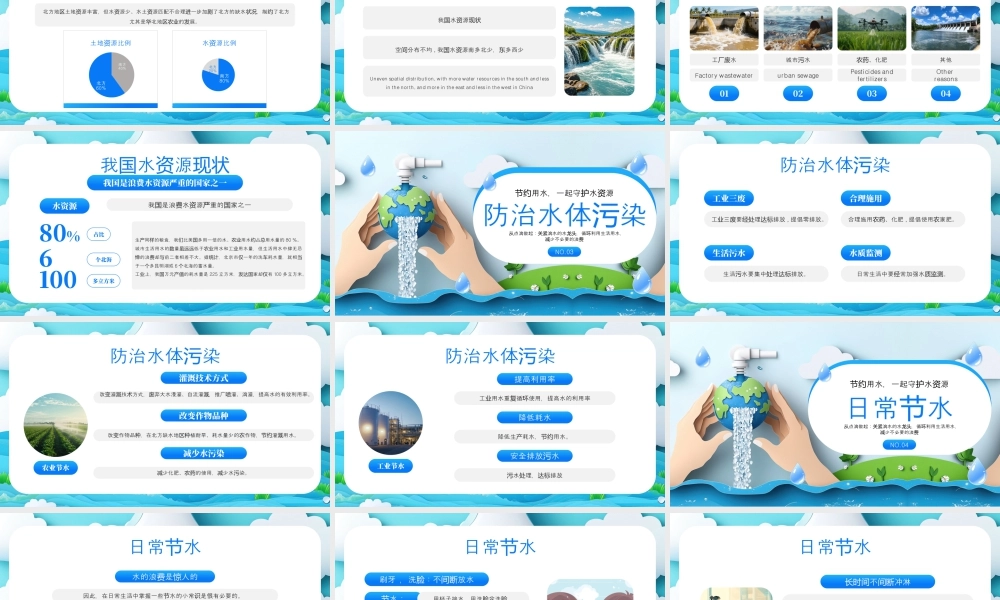 蓝色画风水去哪里了节水宣传.pptx