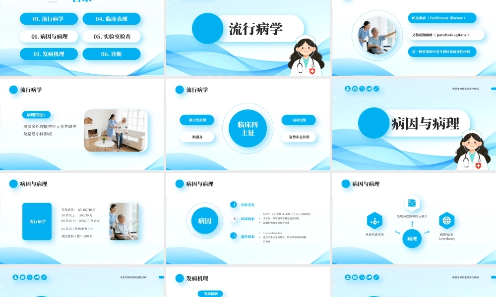 蓝色简约风帕金森病介绍.pptx