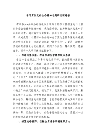 学习贯彻党的全会精神专题研讨班感悟.docx