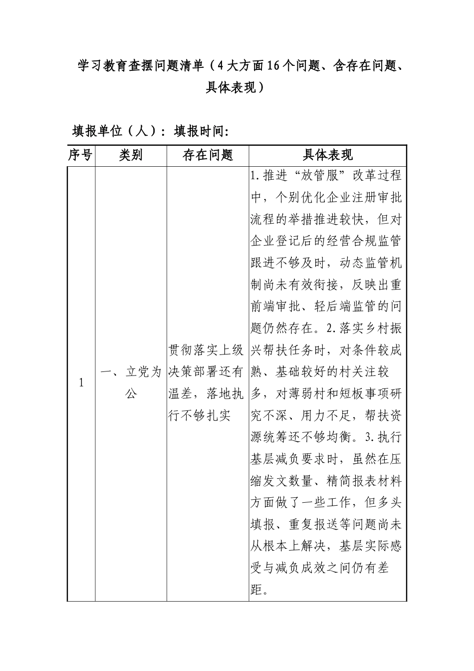 学习教育查摆问题清单.docx_第1页