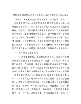 公务用车管理工作总结报告（税务）.docx