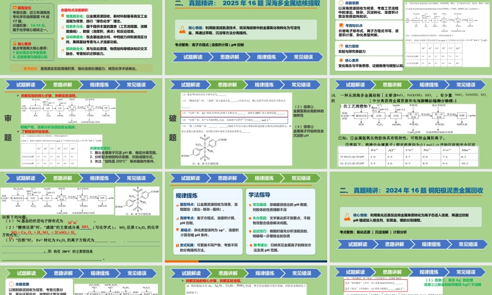 2023-2025年湖南高考化学工艺流程类大题深度剖析+课件.pptx