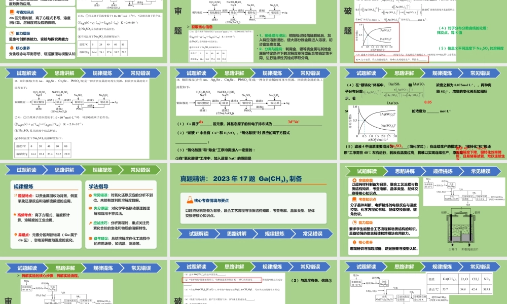 2023-2025年湖南高考化学工艺流程类大题深度剖析+课件.pptx