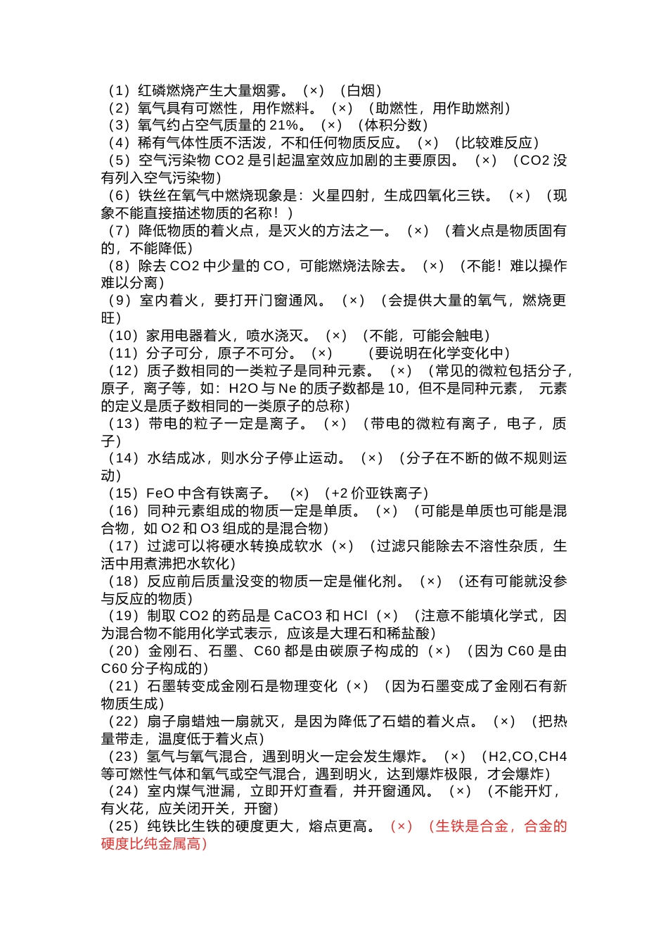 初中化学考试易错点总结含错误解析.docx_第1页