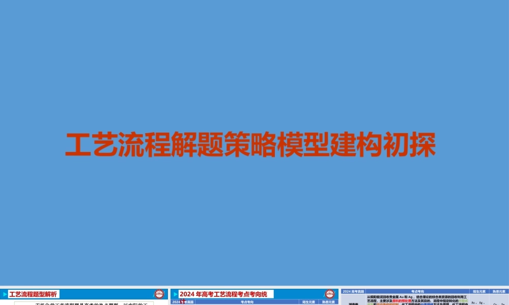 2026高考化学工艺流程解题策略模型建构初探.pptx