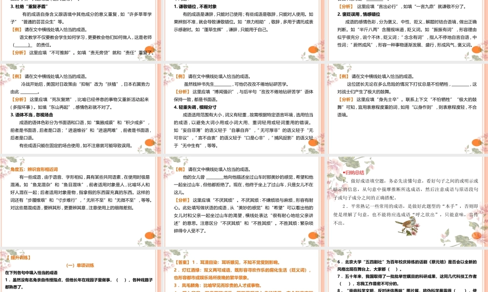 01 成语填空题精准突破-2024年高考语文二轮复习之语言文字运用（全国通用）.pptx