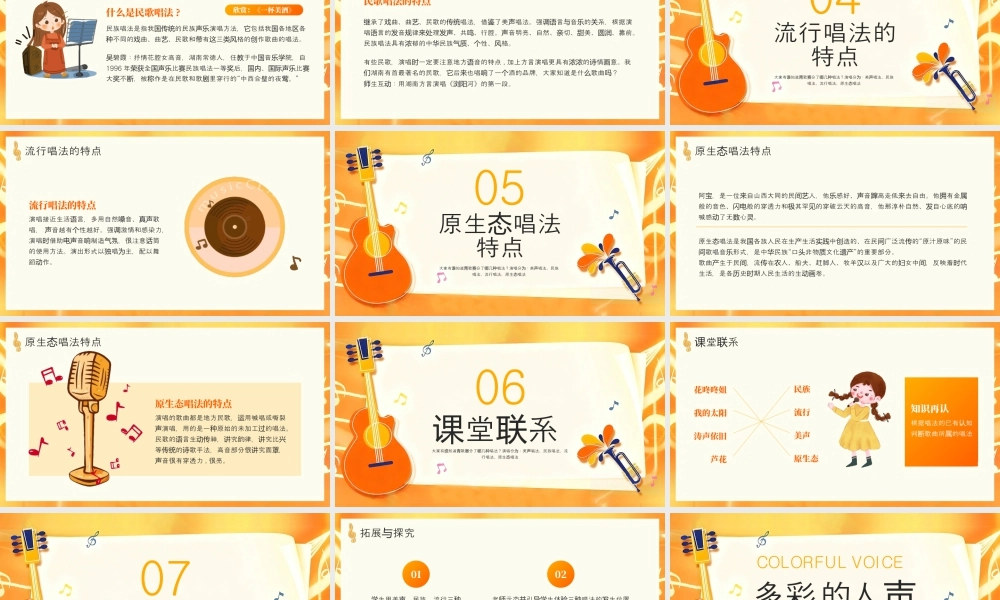 橙色卡通风高中音乐教学课件.pptx