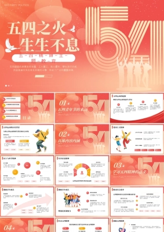 红色简约五四精神教育 .pptx
