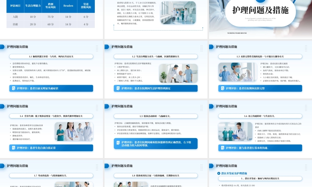 蓝色简约风护理查房脑出血案例讲解.pptx