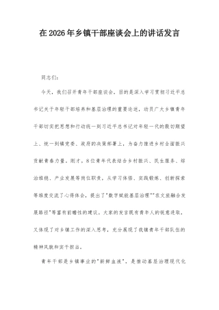 在2026年乡镇干部座谈会上的讲话发言.docx