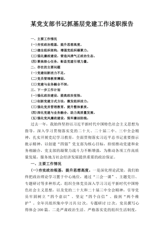 XX党支部书记抓基层党建工作述职报告.docx