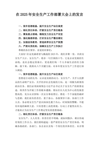 在（2025年）安全生产工作部署大会上的发言.docx