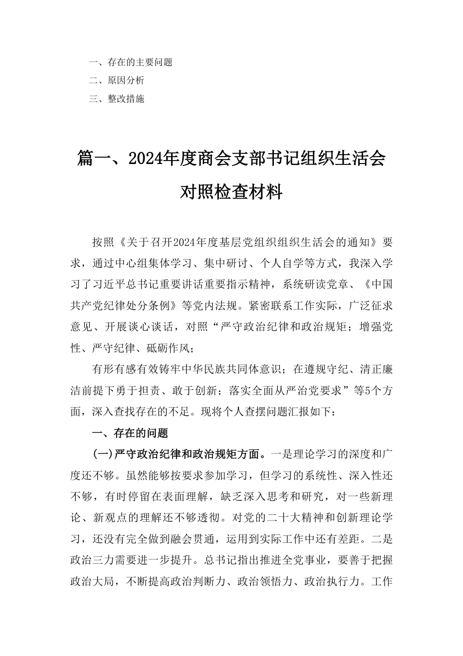 党支部书记2024年民主生活会个人对照检查材料（四个带头）三篇.pdf_第2页
