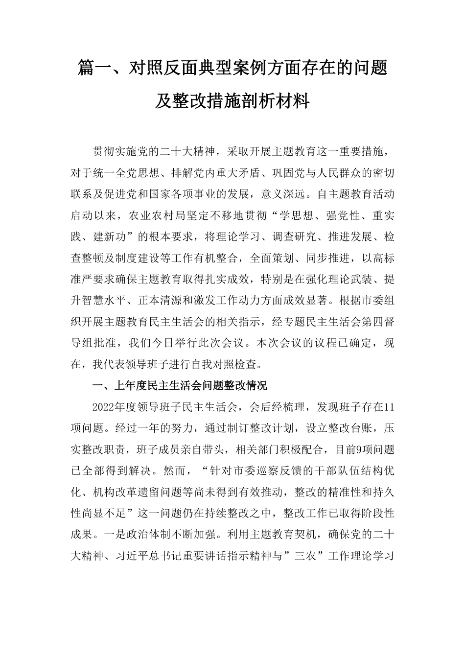 对照反面典型案例方面存在的问题及整改措施剖析材料参考范文十篇.pdf_第3页