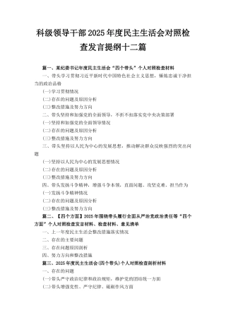 十二篇科级领导干部2025年度民主生活会对照检查发言提纲.docx