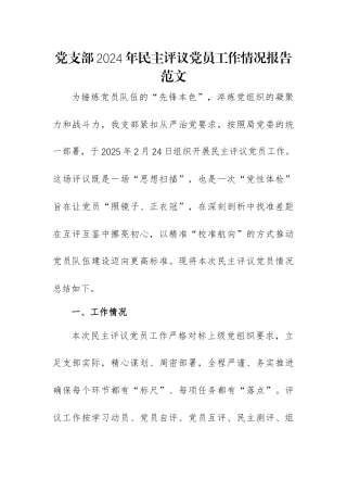 党支部2024年民主评议党员工作情况报告范文.docx