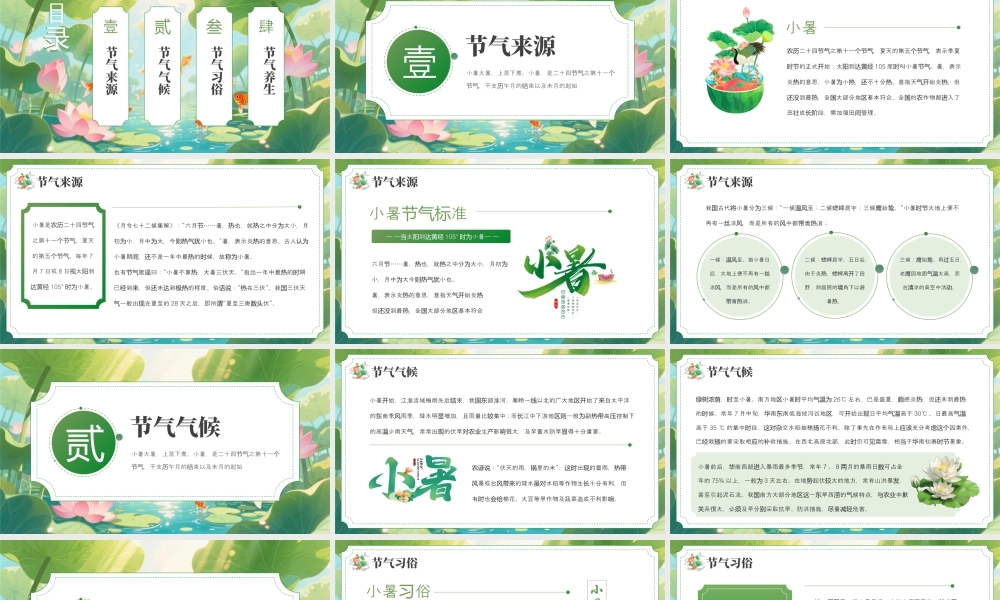 绿色画风小暑节气宣传介绍.pptx