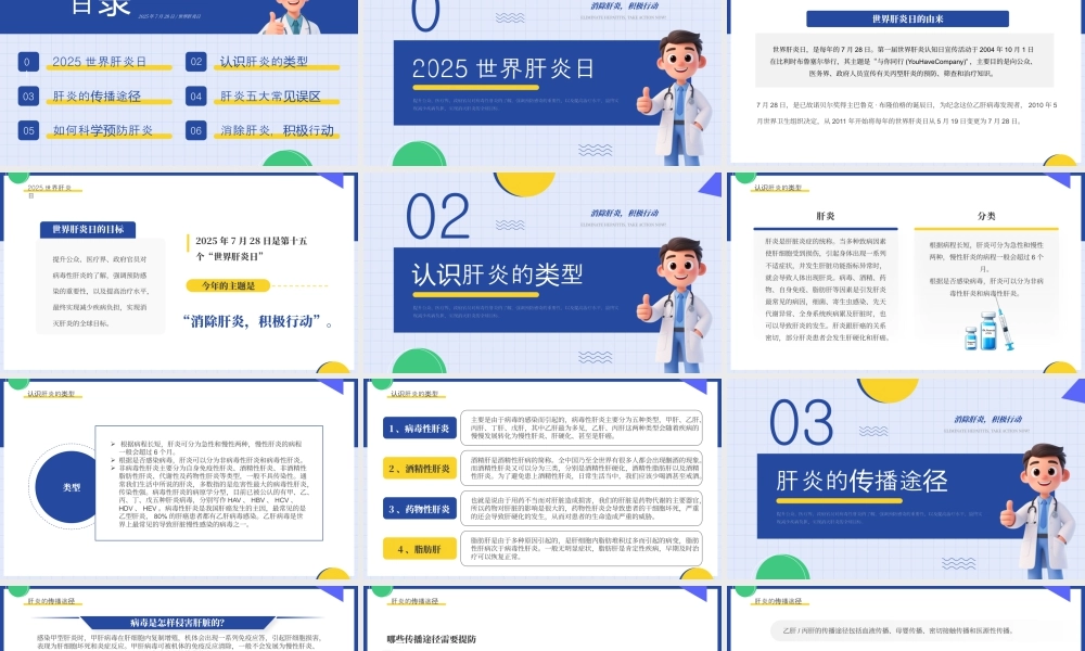 蓝色简约卡通风世界肝炎日.pptx
