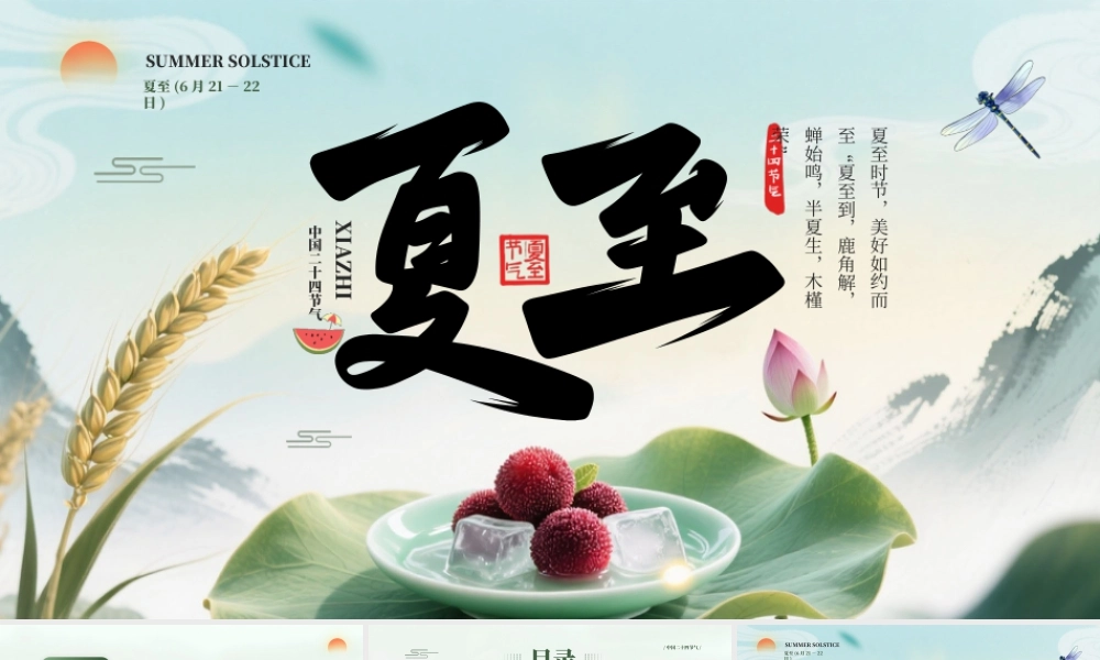 绿色中国风二十四节气之夏至.pptx