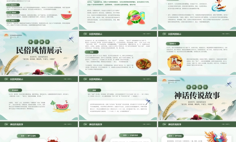 绿色中国风二十四节气之夏至.pptx