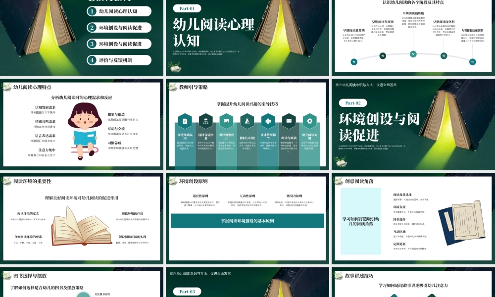 绿色小清新培养幼儿读书兴趣 .pptx