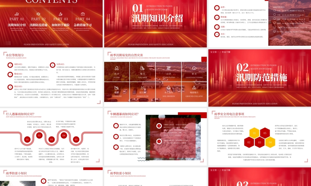 红色抗洪防灾汛期安全宣传 .pptx