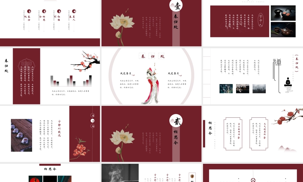 红色古典灯笼背景的“武陵春”中国风.pptx