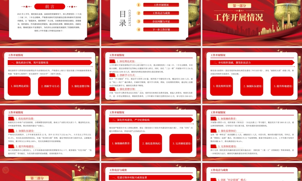 红色镇党委上半年党建工作总结 .pptx