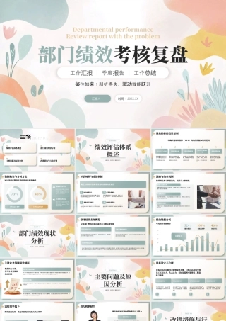 绿色小清新部门绩效考核复盘 .pptx