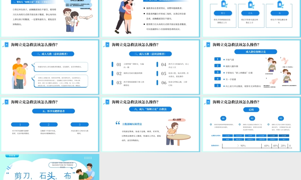 蓝色简约医疗三招学会海姆立克 .pptx