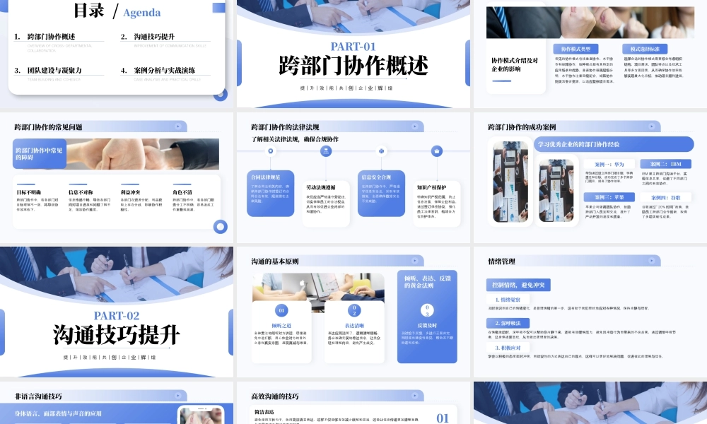蓝色商务跨部门沟通培训 .pptx