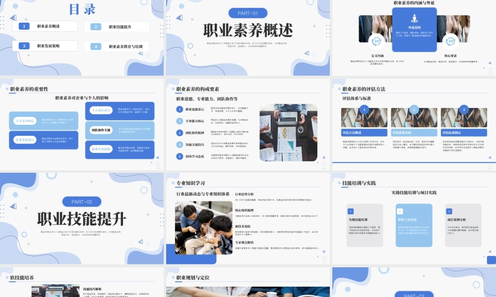 蓝色简约职业素养提升培训 .pptx